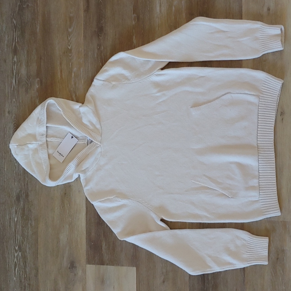 NWT Goodfellow & Co Men's Hooded Pullover Knit Sweater Cream Size S